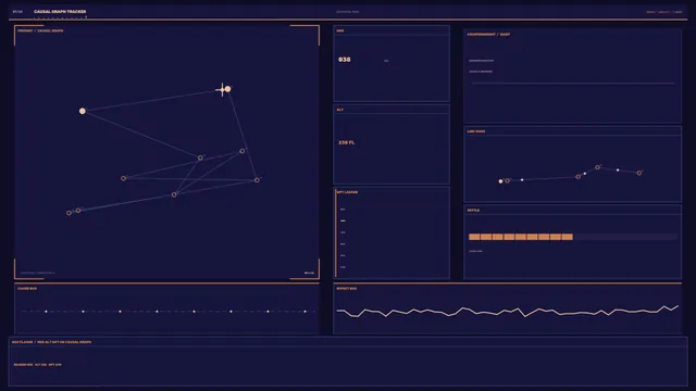 Dark causal graph interface with connected nodes — free 3840x2160 4K wallpaper image