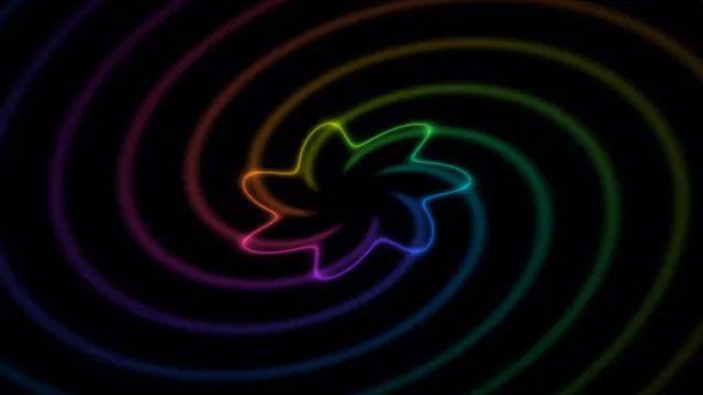 Chromatic spiral rings on a black field — free 3840x2160 4K wallpaper image