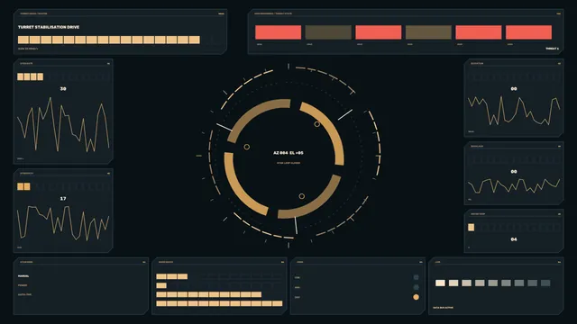Orbital Control Dashboard in Amber and Slate — free 3840x2160 4K wallpaper image