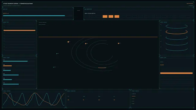 Dark telemetry control interface with orbital plots — free 3840x2160 4K wallpaper image