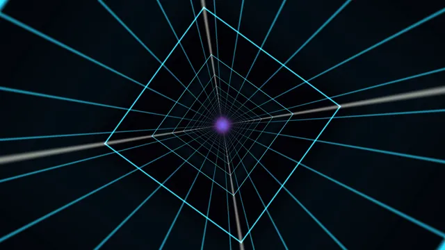 Neon polygon tunnel with violet central glow — free 3840x2160 4K wallpaper image