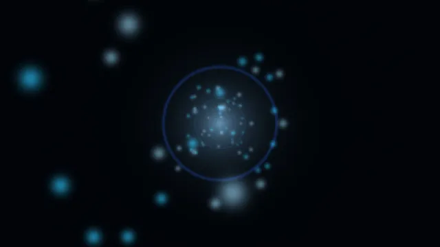 Blue orbital rings with glowing particles — free 3840x2160 4K wallpaper image