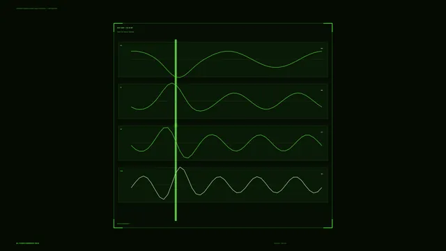 Neon green waveform analysis dashboard — free 3840x2160 4K wallpaper image