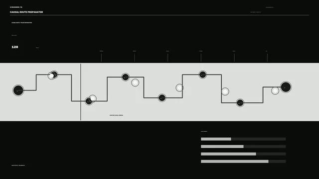 Causal route diagram in monochrome geometry — free 3840x2160 4K wallpaper image