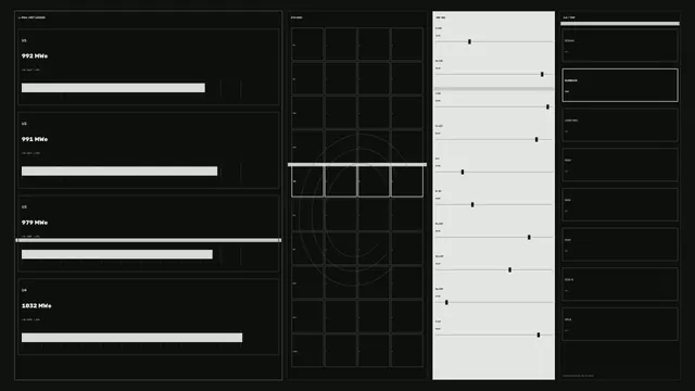 Monochrome power grid dashboard with orbital geometry — free 3840x2160 4K wallpaper image