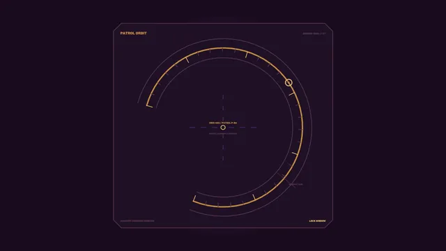 Amber orbital interface on a violet field — free 3840x2160 4K wallpaper image