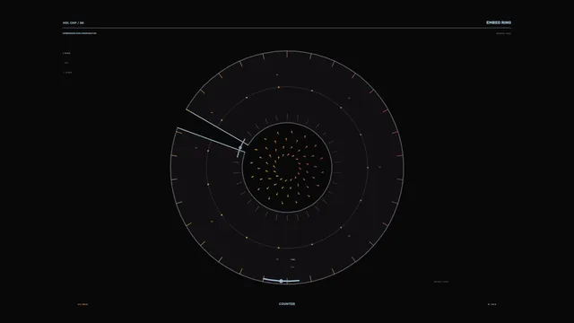 Orbital ring diagram with radial data markers — free 3840x2160 4K wallpaper image
