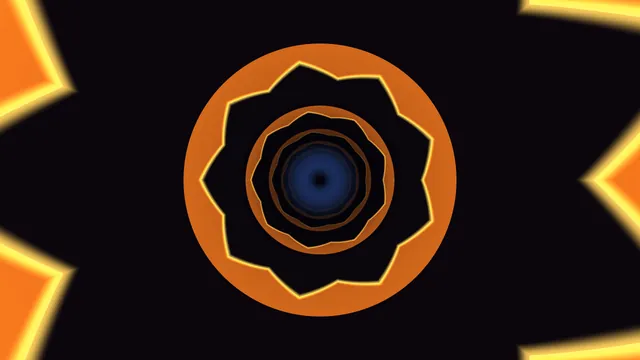 Orange concentric polygon with blue central core — free 3840x2160 4K wallpaper image