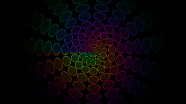 Neon oval spiral on a black field — free 3840x2160 4K wallpaper image