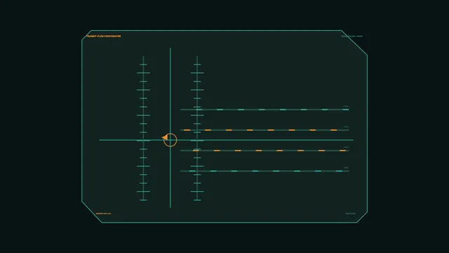 Transit flow comparator with teal grid geometry — free 3840x2160 4K wallpaper image