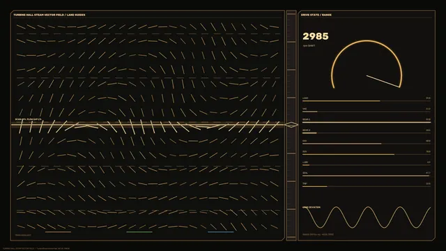 Amber Turbine Hall Vector Field Interface — free 3840x2160 4K wallpaper image