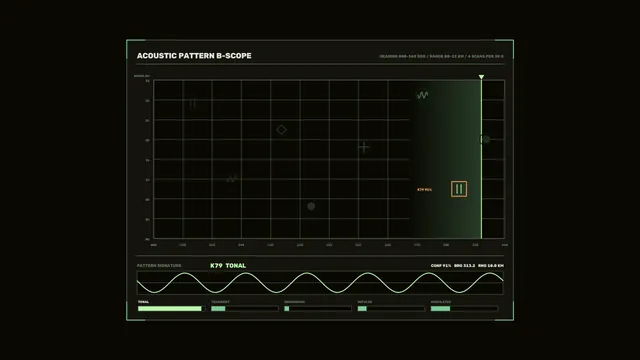 Acoustic Pattern B-Scope with Green Signal Grid — free 3840x2160 4K wallpaper image