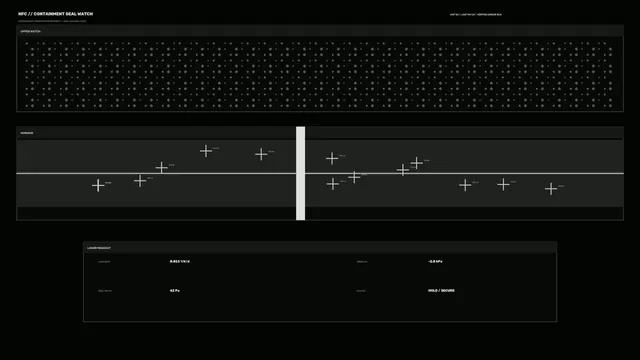 Dark containment watch with telemetry panels — free 3840x2160 4K wallpaper image