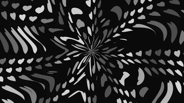 Monochrome radial field of flowing hearts — free 3840x2160 4K wallpaper image