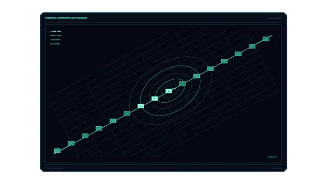 Teal thermal contour map with diagonal data trace — free 3840x2160 4K wallpaper image