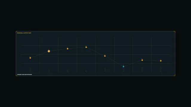 Dark regional output map with connected data nodes — free 3840x2160 4K wallpaper image