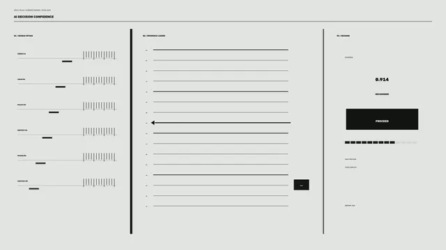 Monochrome AI decision confidence dashboard — free 3840x2160 4K wallpaper image