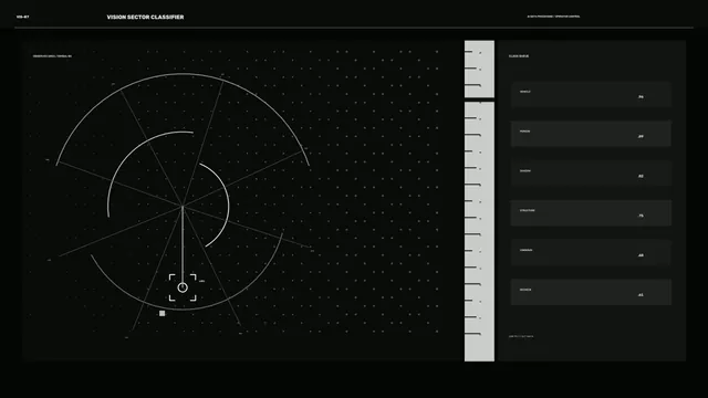 Monochrome radial surveillance interface diagram — free 3840x2160 4K wallpaper image