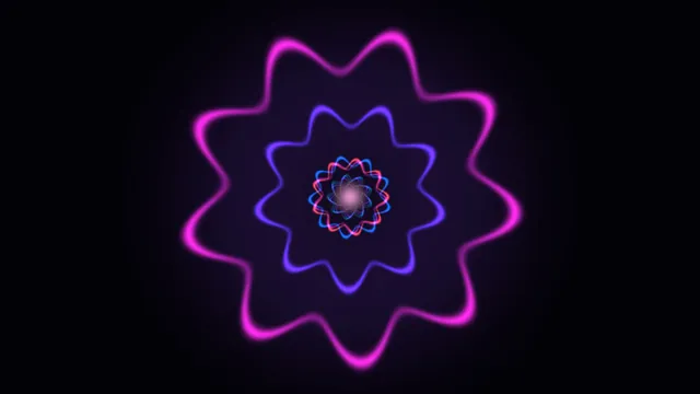 Concentric neon waveforms on a dark violet field — free 3840x2160 4K wallpaper image