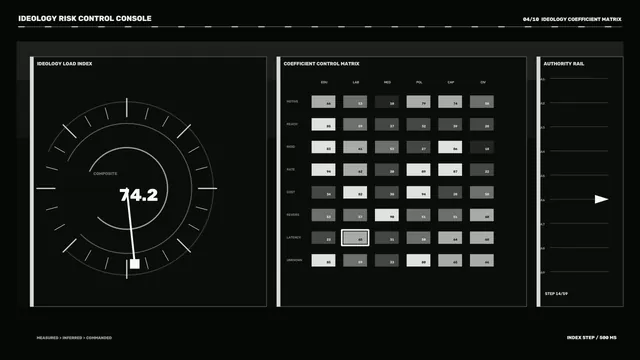 Monochrome ideology control console interface — free 3840x2160 4K wallpaper image