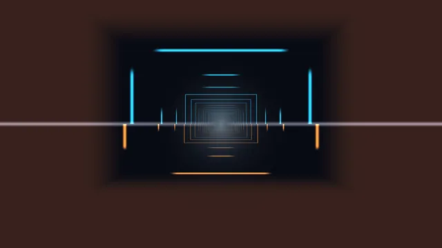 Neon tunnel of concentric geometric rectangles — free 3840x2160 4K wallpaper image