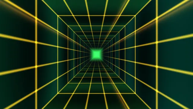 Neon green vanishing-point grid tunnel — free 3840x2160 4K wallpaper image