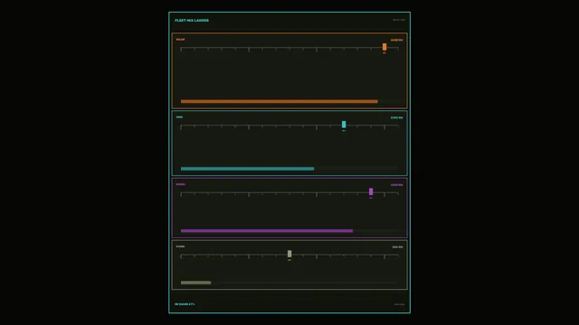 Dark energy dashboard with four data panels — free 3840x2160 4K wallpaper image