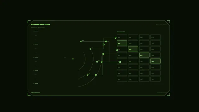 Eccentric mesh radar interface in green — free 3840x2160 4K wallpaper image