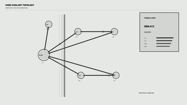 Monochrome coolant topology engineering diagram — free 3840x2160 4K wallpaper image