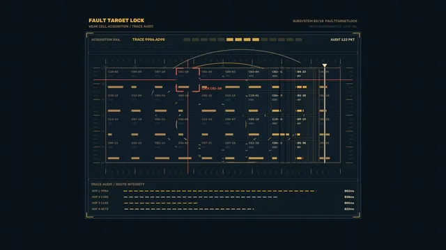 Dark technical grid with fault trace diagnostics — free 3840x2160 4K wallpaper image