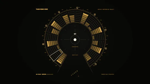 Amber radial task ring interface on black — free 3840x2160 4K wallpaper image