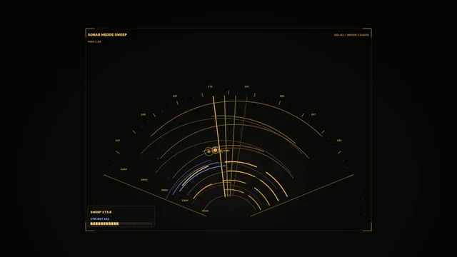 Amber Sonar Sweep with Concentric Radar Arcs — free 3840x2160 4K wallpaper image