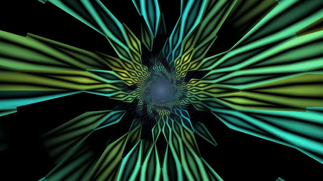 Radial emerald and cyan geometric tunnel — free 3840x2160 4K wallpaper image