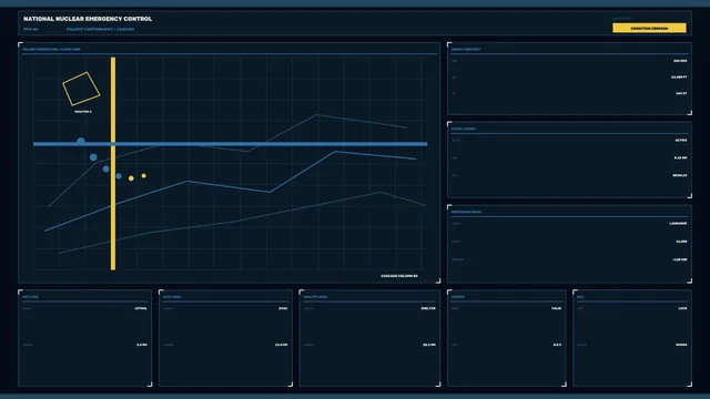 Nuclear emergency control grid with route data — free 3840x2160 4K wallpaper image