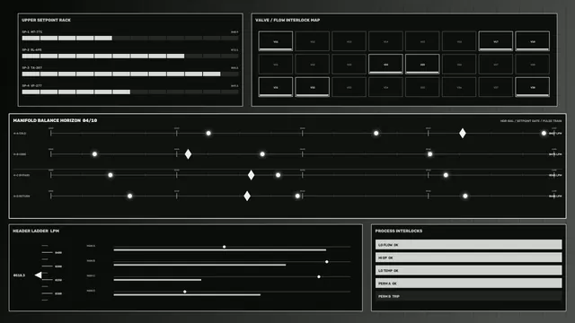 Monochrome industrial process control dashboard — free 3840x2160 4K wallpaper image