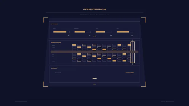 Legitimacy Evidence Matrix in Navy and Gold — free 3840x2160 4K wallpaper image