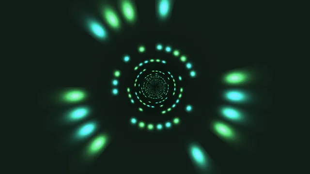 Concentric neon light tunnel in green and cyan — free 3840x2160 4K wallpaper image