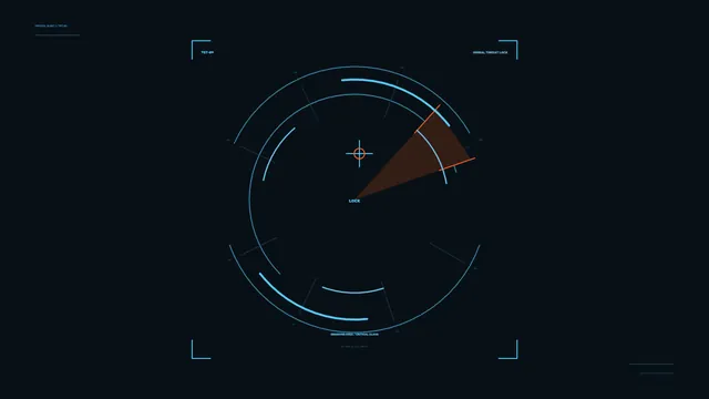 Cyan radar lock interface with amber tracking sector — free 3840x2160 4K wallpaper image