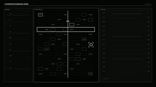 Monochrome AI governance matrix interface — free 3840x2160 4K wallpaper image