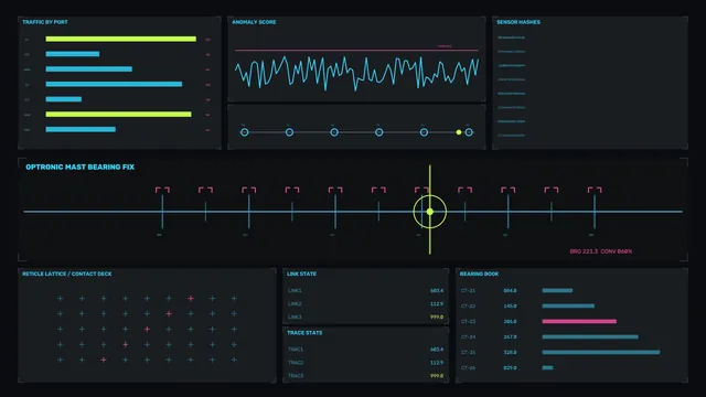 Dark telemetry dashboard with neon instrument panels — free 3840x2160 4K wallpaper image