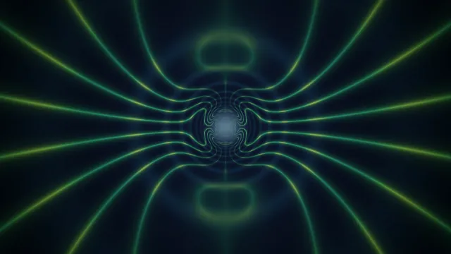 Green luminous field lines around a central vortex — free 3840x2160 4K wallpaper image