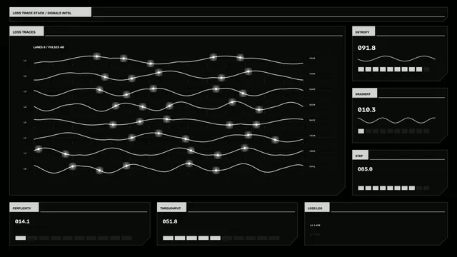 Monochrome signal dashboard with waveform lanes — free 3840x2160 4K wallpaper image