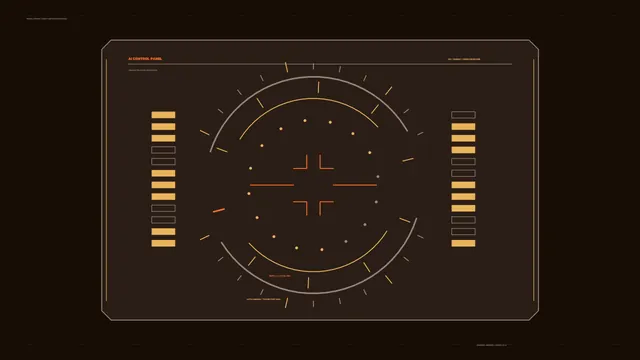 Amber Orbital Control Panel Interface — free 3840x2160 4K wallpaper image