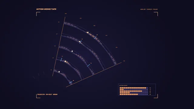 Concentric action wedge tape interface in navy — free 3840x2160 4K wallpaper image