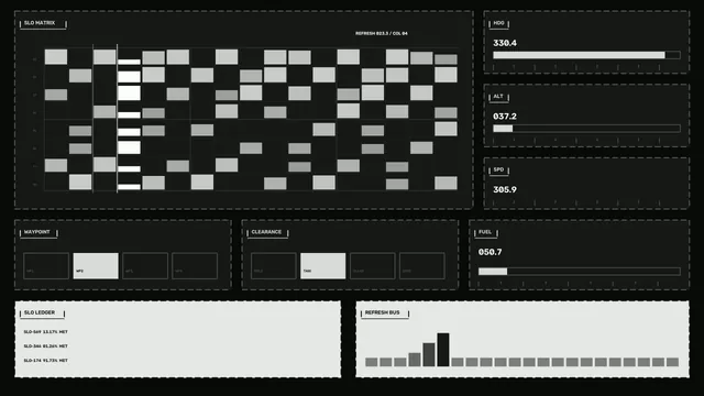 Monochrome spacecraft telemetry grid interface — free 3840x2160 4K wallpaper image