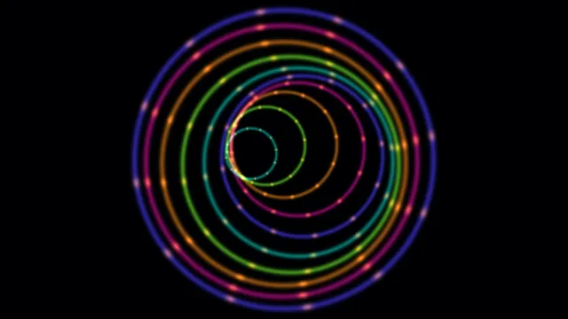 Concentric neon rings on a black field — free 3840x2160 4K wallpaper image