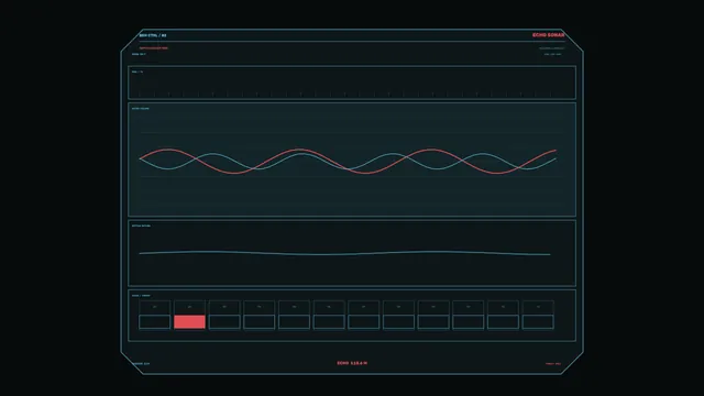 Dark sonar control panel with dual wave graphs — free 3840x2160 4K wallpaper image