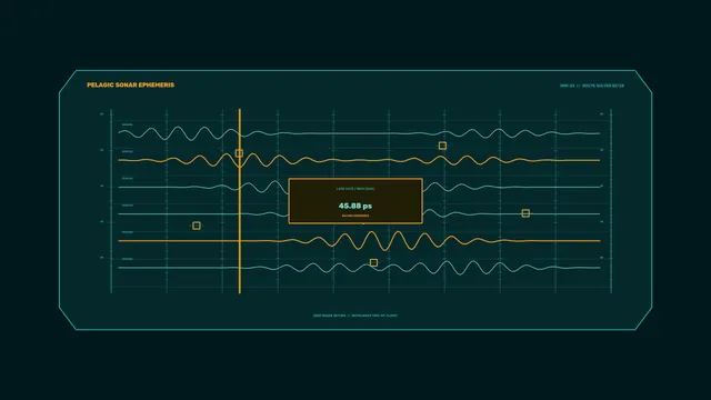 Teal Sonar Waveform Interface with Amber Signals — free 3840x2160 4K wallpaper image
