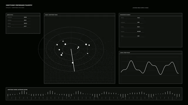Monochrome radial telemetry dashboard with charts — free 3840x2160 4K wallpaper image