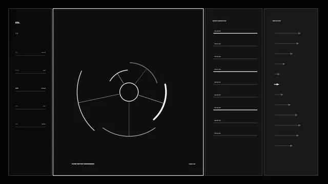 Monochrome orbital interface with radial geometry — free 3840x2160 4K wallpaper image